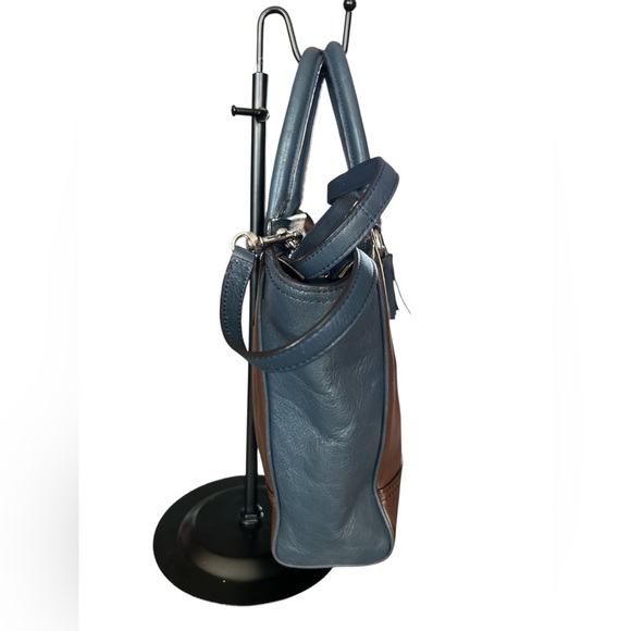 Coach Legacy Mini Tanner Leather Tote in Navy & Brown - Picture 3 of 7